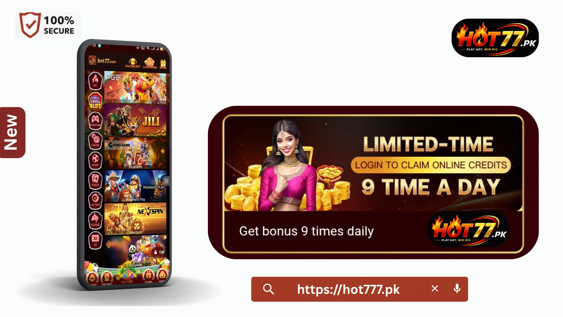 HOT77 daily bonus screen